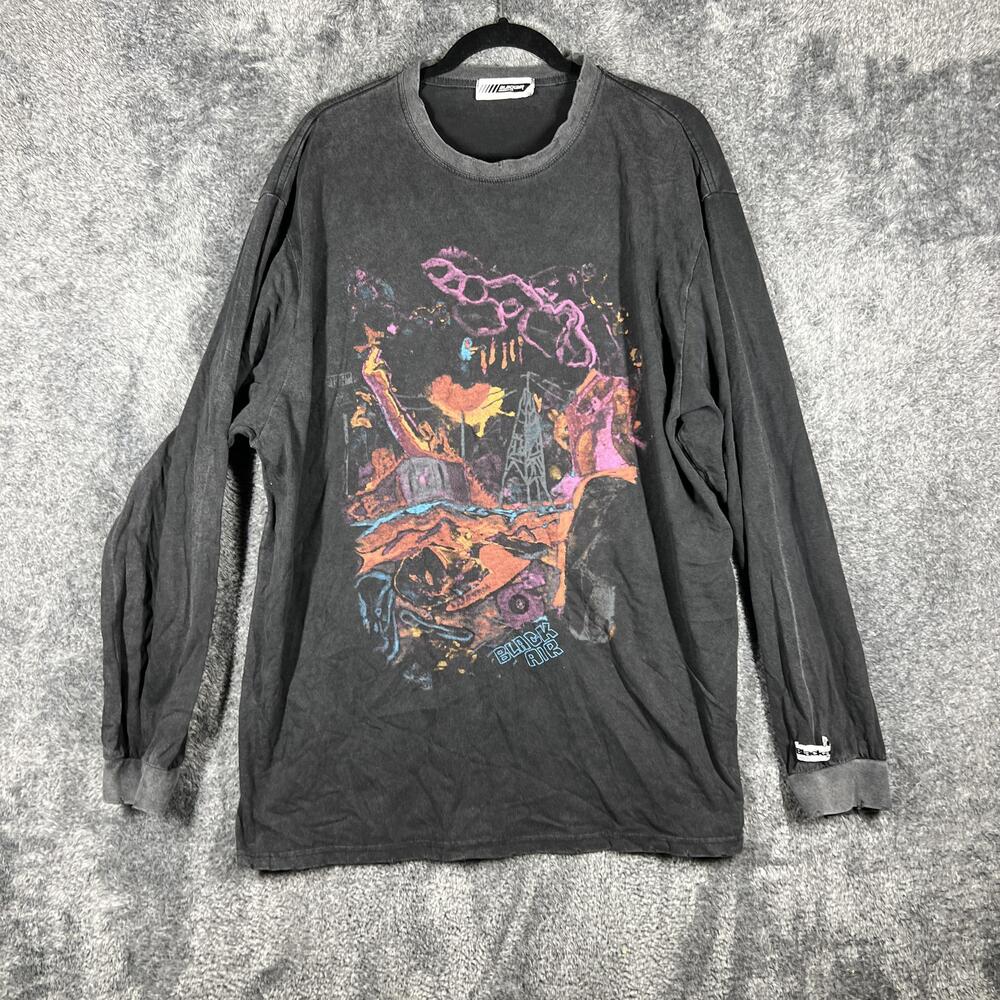 Blackair Design Co Shirt Mens M Black Long Sleeve Graphic Crew Neck Jersey